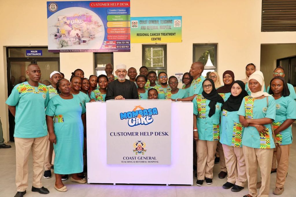 Mombasa Governor Abdulswamad(center) alongside health officials