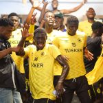 Tusker fc players celebrating after mozzartbet cup semi-final win over Kcb fc at nyayo stadium