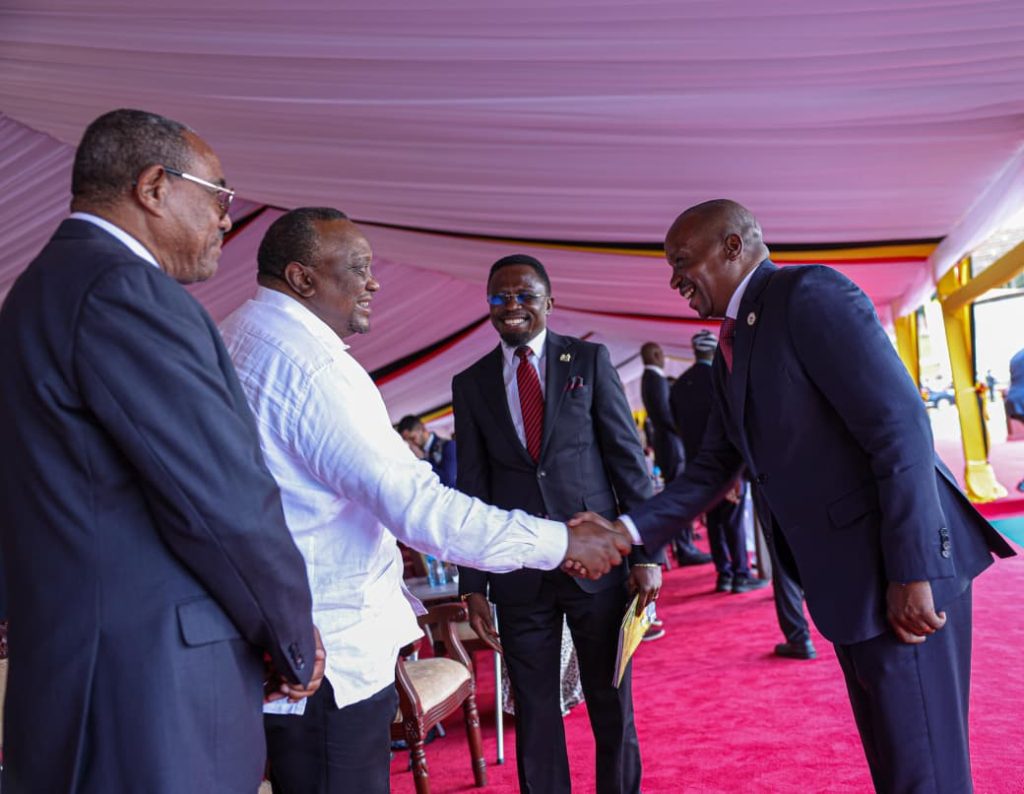 Kindiki and Uhuru Share Warm Moments at Museveni Inauguration in Kampala
